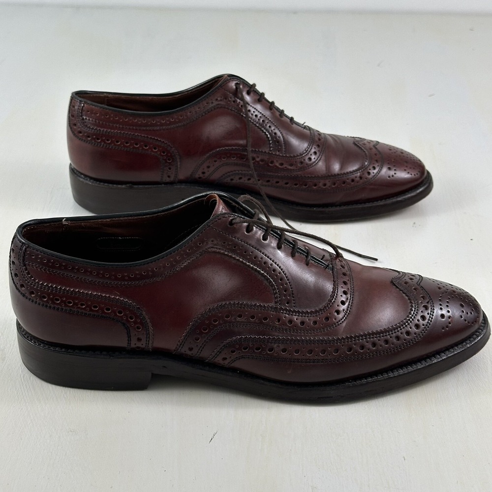Allen Edmonds Mens Cambridge Shell Cordovan Shoes 9 C Burgundy Oxford Wingtips‎ - Picture 6 of 16